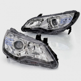 Передняя оптика для Honda Civic SD (8G; 2006-2012)  Audi-Style V2, LED, Angel Eyes, DRL, галоген,Chrome
