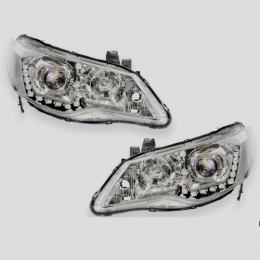 Передняя оптика для Honda Civic SD (8G; 2006-2012) VW-Style, LED, Angel Eyes, DRL, галоген, эл. корректор, Chrome