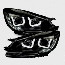Передняя оптика для Ford Kuga (2013-) U-Style, LED, DRL, под ксенон, эл. корректор, Black
