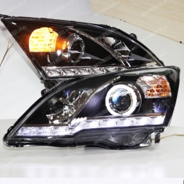 Передняя оптика для Honda CR-V (3G; 07-10) Audi-Style, LED, DRL, Angel Eyes, галоген, Black