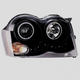 Передняя оптика для Jeep Grand Cherokee (от 2005 г.)тюнинг, ксенон, св.ободок, диоды, чёрная 