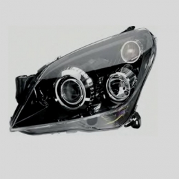 Передняя оптика для Opel Astra H (2004-2010) Audi-Style, Angel Eyes, под ксенон, эл. корректор, Black