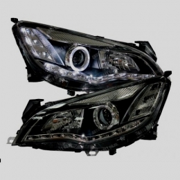 Передняя оптика для Opel Astra J (2010-) Audi-Style, LED, Angel Eyes, под ксенон, эл. корректор, Black