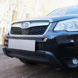 Защита радиатора Subaru Forester 2013- black PREMIUM (2 части)