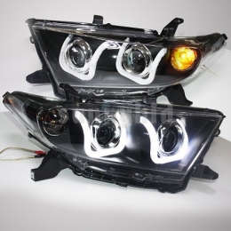 Передняя оптика для Toyota Highlander II (2010-) U-Style V1, LED, Angel Eyes, под ксенон, эл. корректор, Black 