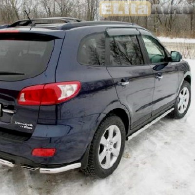 Купить  Защита заднего бампера для Hyundai Santa Fe уголки (d57)  ,заказать в Екатеринбурге  Защита заднего бампера для Hyundai Santa Fe уголки (d57) 