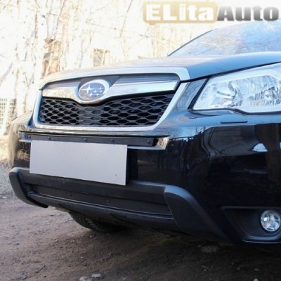 Купить  Защита радиатора Subaru Forester 2013- black PREMIUM (2 части)  ,заказать в Екатеринбурге  Защита радиатора Subaru Forester 2013- black PREMIUM (2 части) 